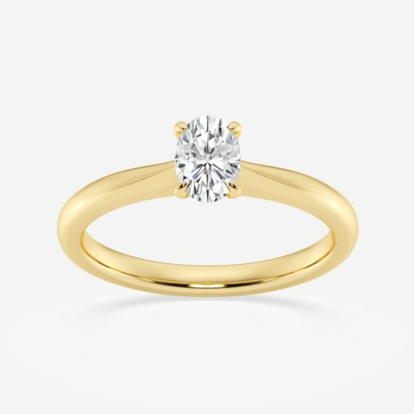 1/2 ctw Oval Lab Grown Diamond Petite Solitaire Engagement Ring - Picture 3 of 7